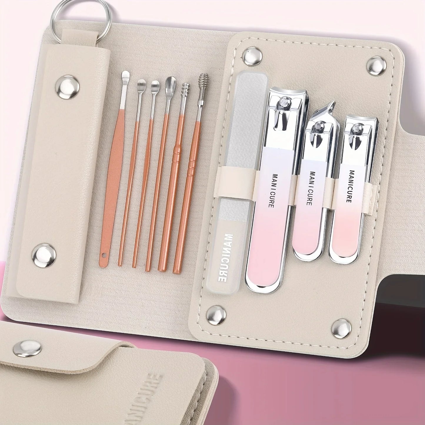 Ouriner 6-18Pcs Portable Manicure Sets Pedicure Kits Bright Black Nail Clipper Set Personal Care Tools Eyebrow Scissors Tri Light Beauty