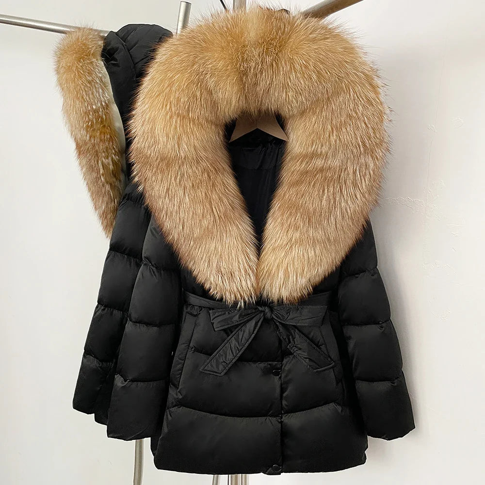 Natural Fur Collar Down Jacket Women Winter 2026 High Quality Duck Down Puffer Parka Windproof Warm Down Coat Outerwear New LadyShow.Store