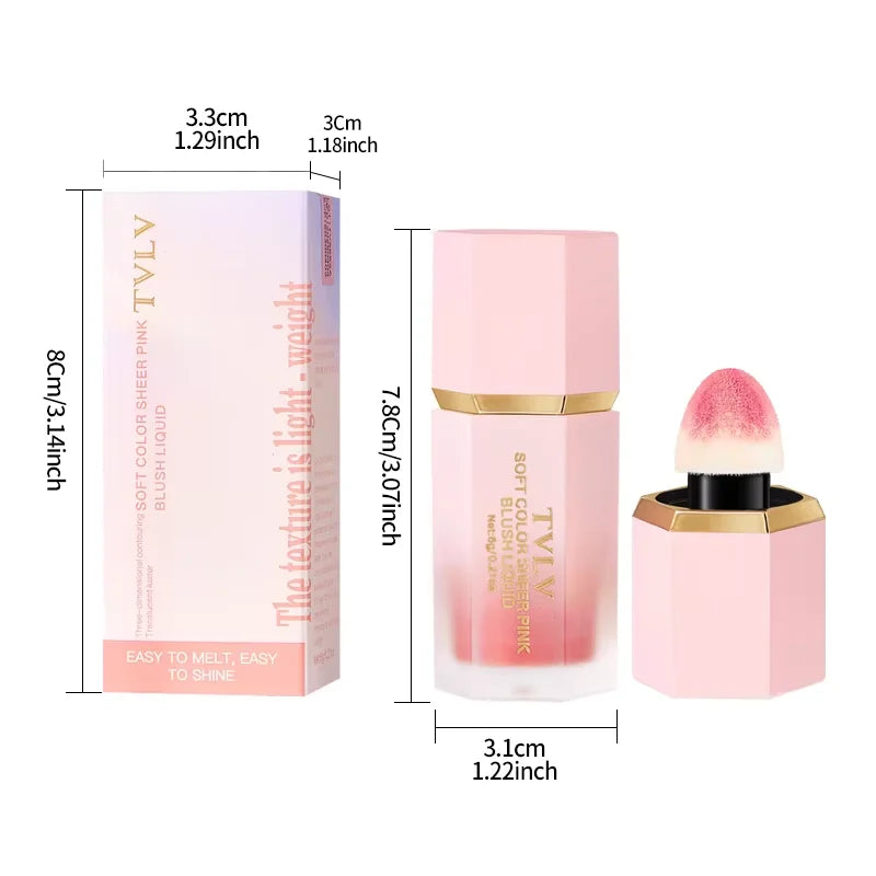 3-Color Matte Liquid Powder Blusher Easy to Apply Durable Waterproof Powder Blusher Sponge Brush Head Tri Light Beauty