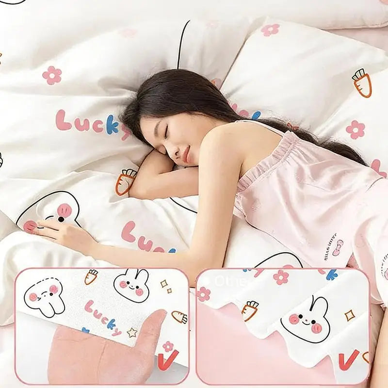 New Disposable 3/4-Piece Bedding Set, Thickened Disposable Bed Sheets Duvet Covers Pillowcases For Hotel Travel Camping Use Pi-Mart