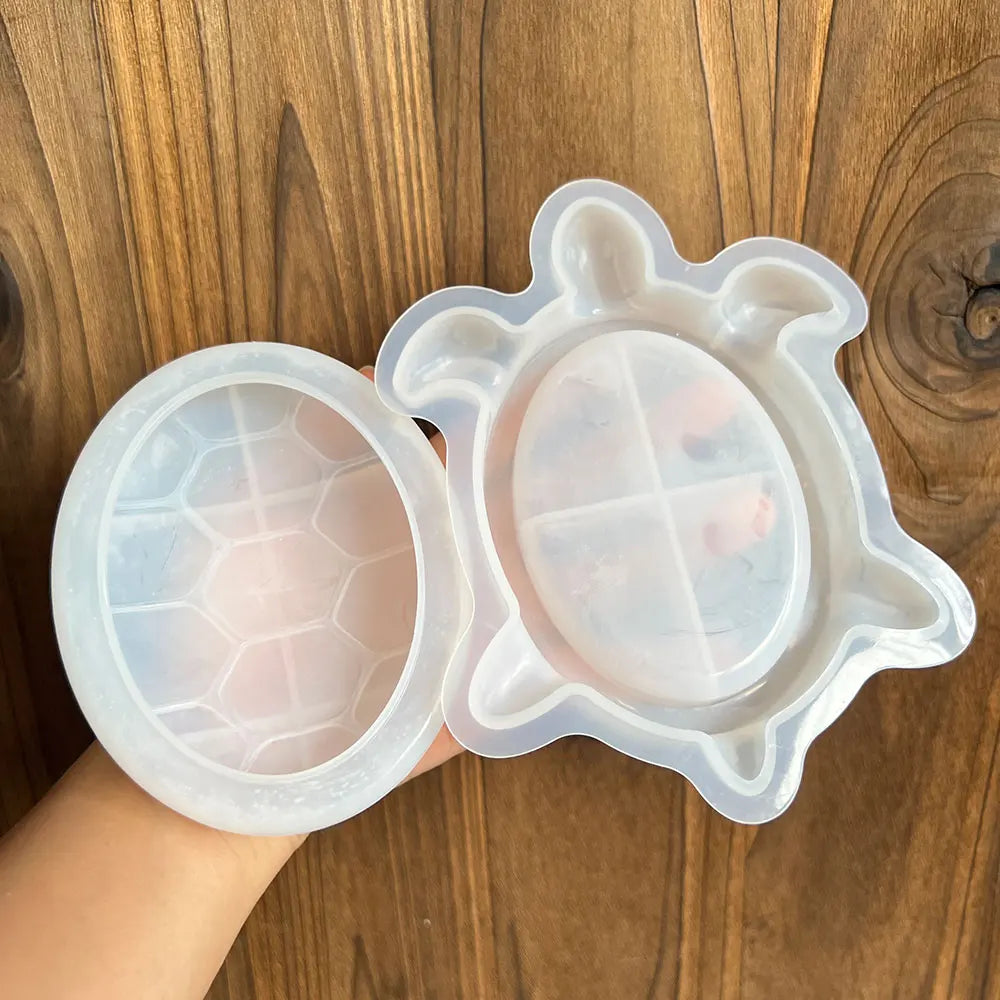 Turtle Storage Box Silicone Molds Kits DIY Scented Ocean Animals Jewelry Display Plate Tray With Lid Plaster Resin Mold LadyShow.Store