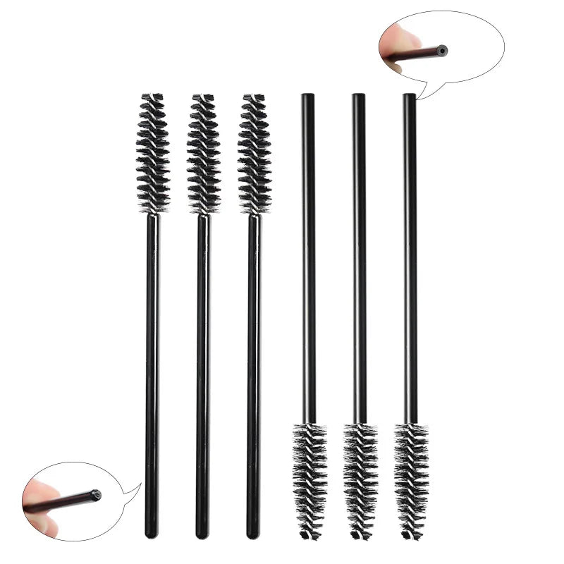 50Pcs Makeup brushes Disposable Crystal Eyebrow brush Diamond Handle Mascara Wand Applicator Eye Lashes Eyelash Extension Tools Tri Light Beauty
