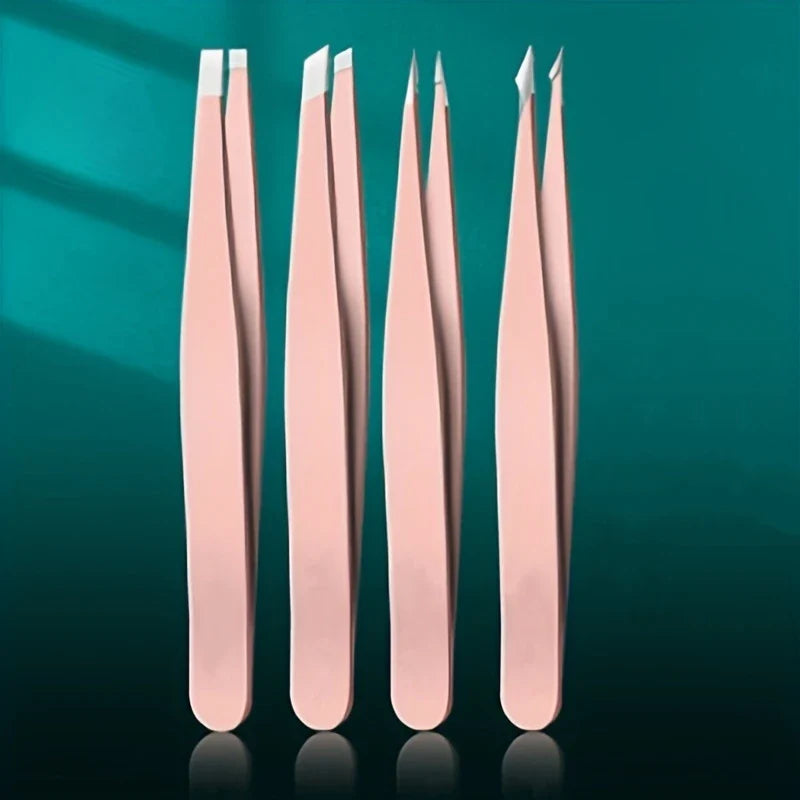 Ouriner Eyebrow Tweezers Set 4 Pcs Stainless Steel Eyebrow Forceps Professional Beauty Tool Set For Facial Hair Inward Growing LadyShow.Store