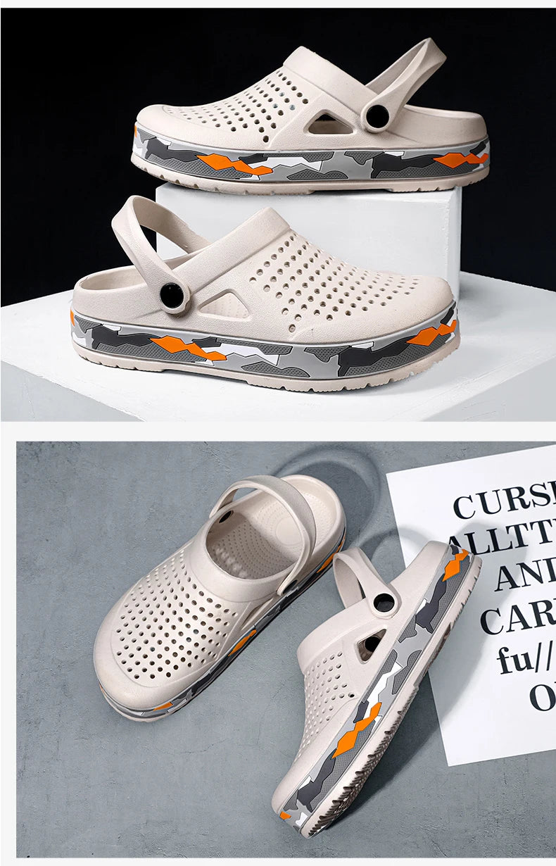 Men's summer casual hole shoes non slip lightweight breathable Two wearing men's sandals fashion comfort beach shoes slippers Pi-Mart