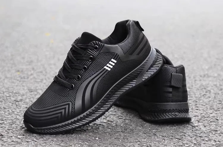 Waterproof Men's Sneakers Casual Running Shoes Soft Bottom Black Leather Sports Shoes Pi-Mart