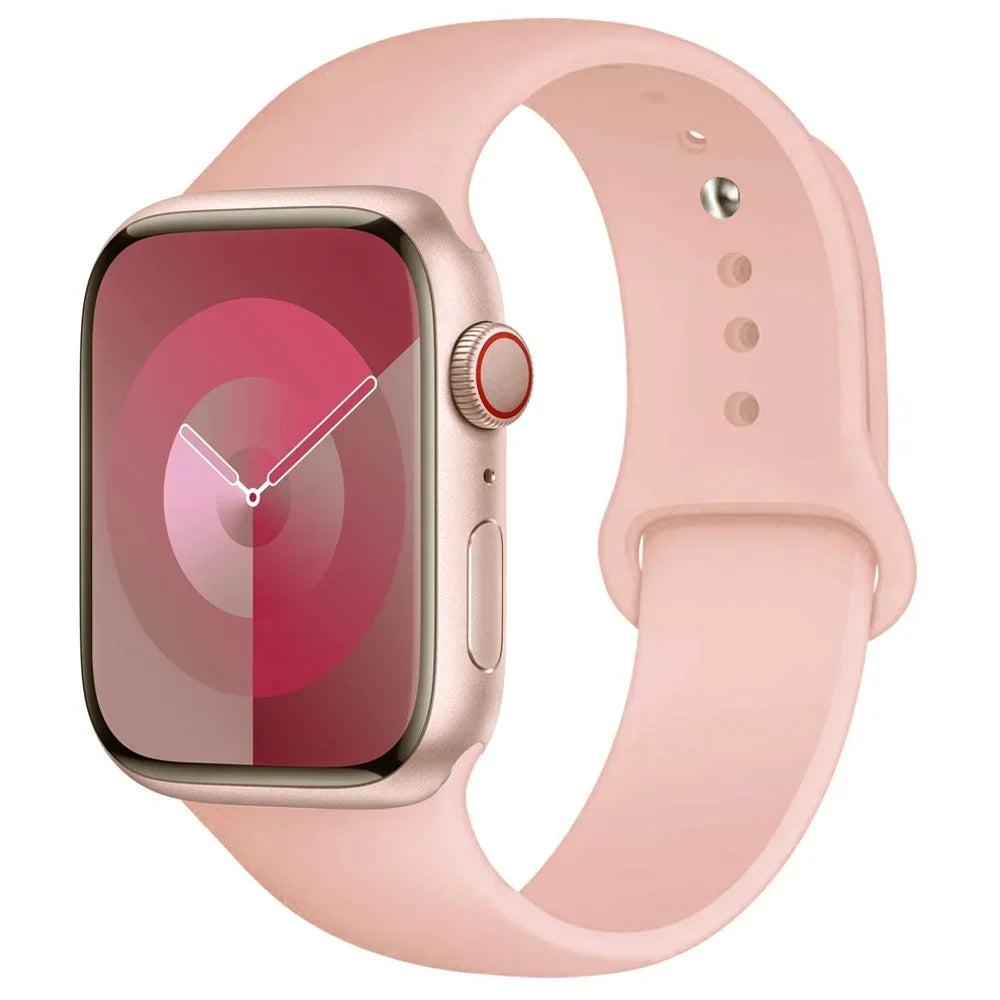 Silicone Band For Apple Watch strap 44mm 45mm 40mm 41mm 42-38mm 45 mm sport bracelet iwatch series 8 7 6 5 4 3 SE 9 Ultra 2 49mm LadyShow.Store