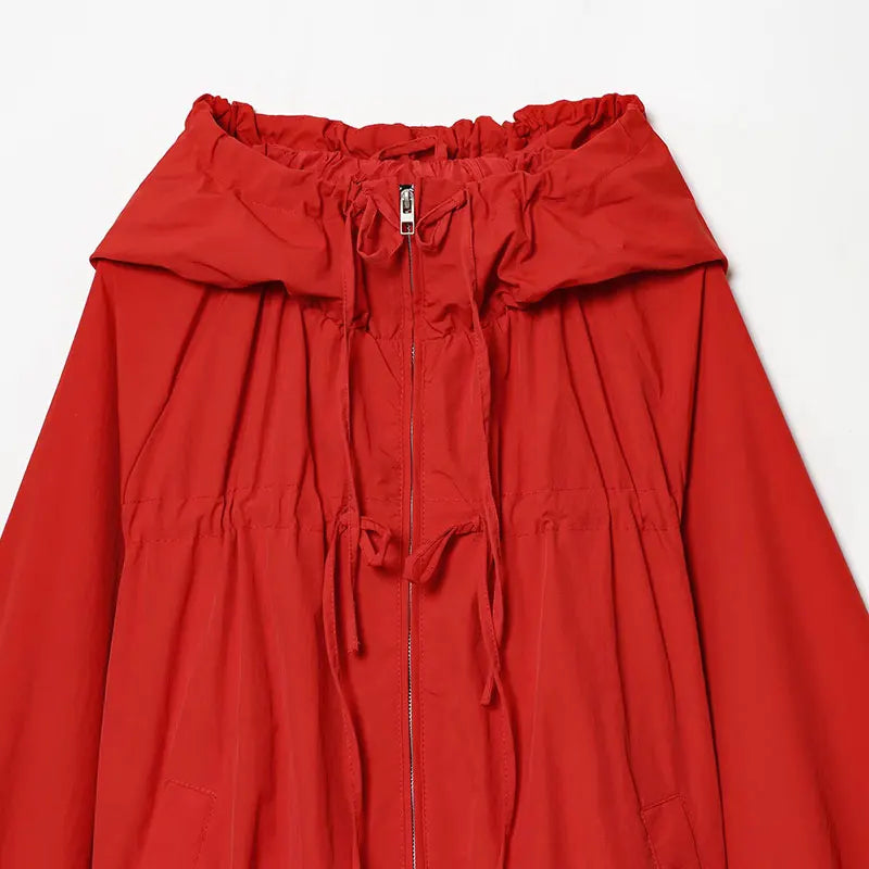 Nlzgmsj 2026 Spring Casual Hoodie Red Jackets Women Long Sleeve Zipper Short Coats Fashion Y2K Girl Outwears Pi-Mart