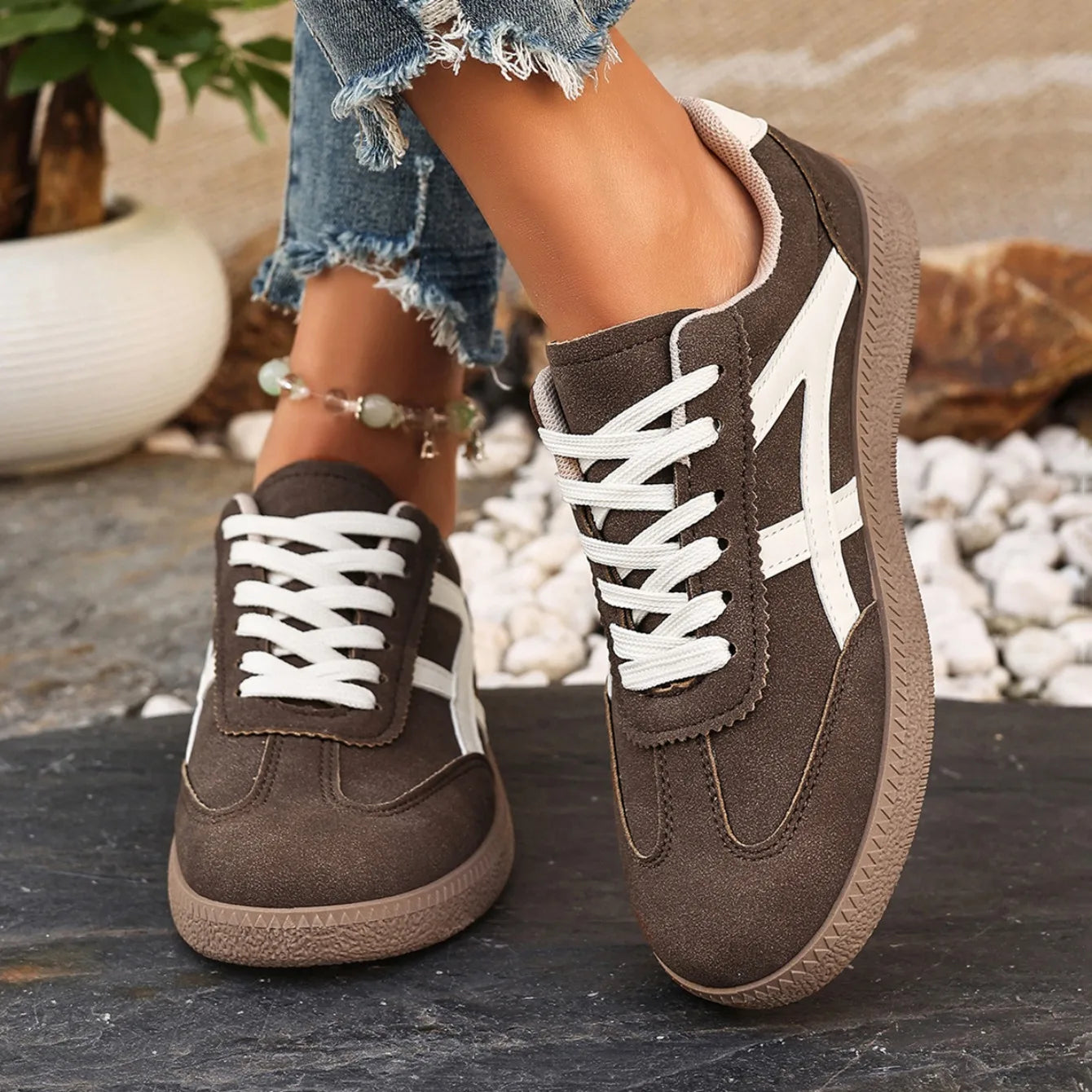 Women Sneakers 2026 Fashion Casual Flats Vulcanize Shoes Round Toe Lace Up Comfortable Flat Shoes for Women Zapatos De Mujer Pi-Mart