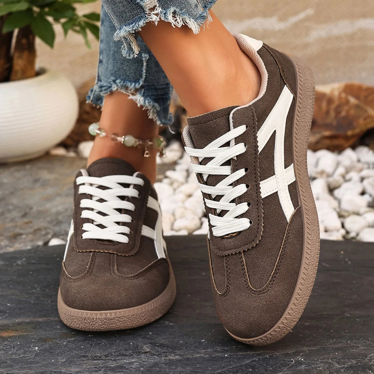 Women Sneakers 2026 Fashion Casual Flats Vulcanize Shoes Round Toe Lace Up Comfortable Flat Shoes for Women Zapatos De Mujer Pi-Mart