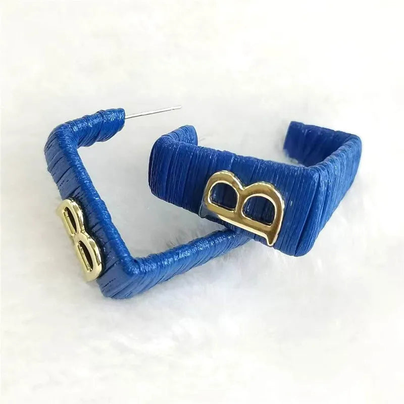 28 Colors Zebra Pu Leather Square Hoop Earrings For Women Fashion Jewelry Letter Alphabet Geometric Stripe Pendientes Mujer Pi-Mart