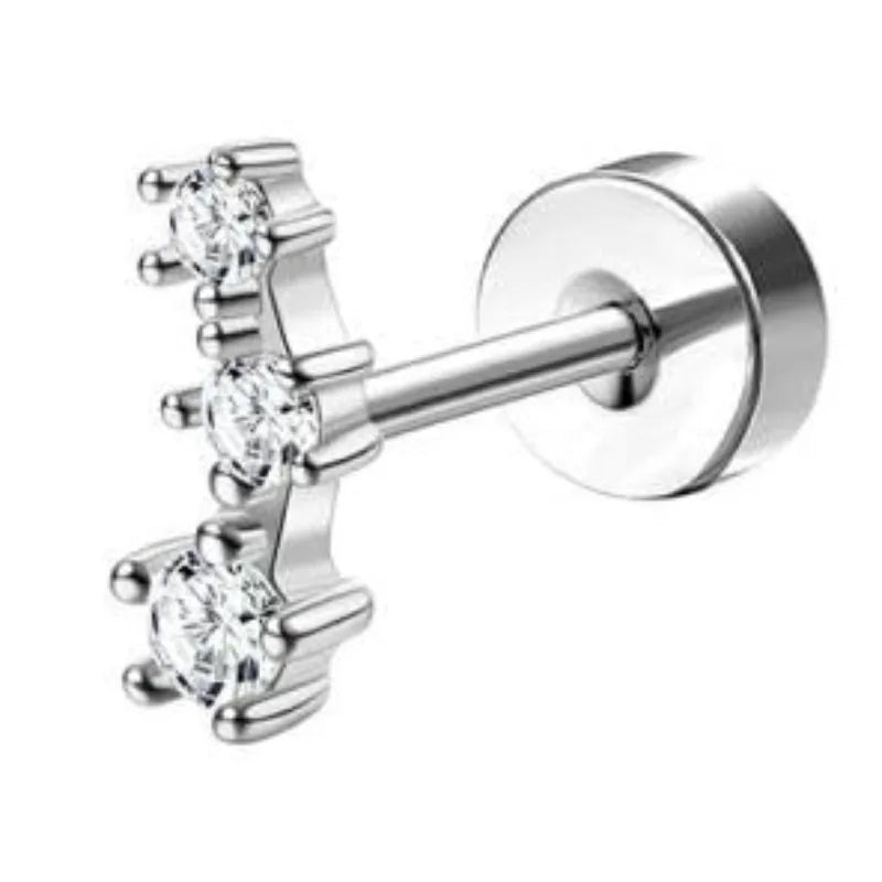 Bobisty 1pc Earrings for Sensitive Ears Surgical Stainless Steel Earrings for Women Dainty Flat Back Earring Stud Hoop Cartilage Pi-Mart