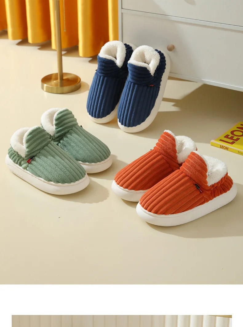Evshine Soft Sole Slippers For Women Winter Fashion Women Fur Slippers Fuzzy Plush Men Slippers Warm Furry Women Cotton Shoes Pi-Mart