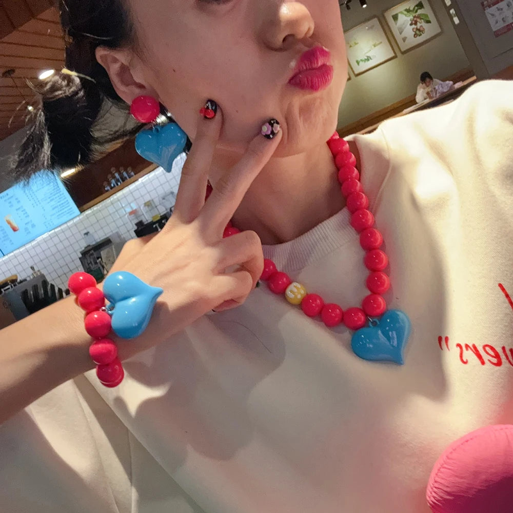 Fashionable Summer Pendant Necklace Simple And Elegant Bracelet Sweet Necklace New Heart-Shaped Jewelry Accessory Pi-Mart