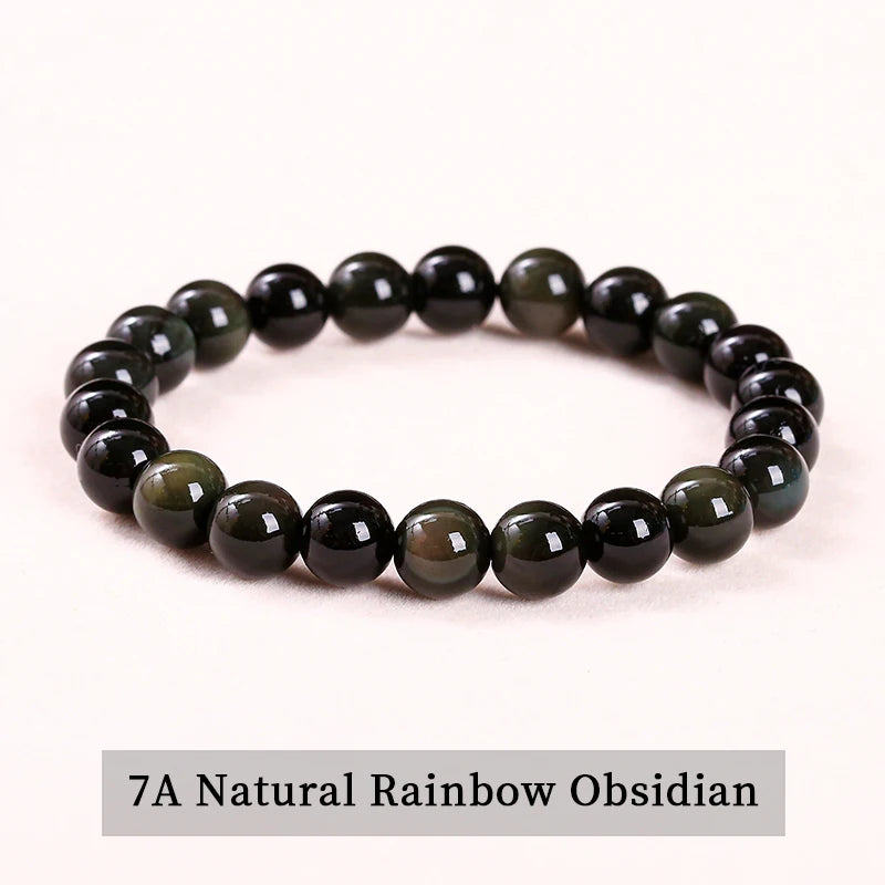 JD Natural Stone Beads Bracelet Amethyst Tiger Eye Crystal Quartz Agate Gem Beads Bangles Women Men Reiki Healling Jewelry Gift Pi-Mart