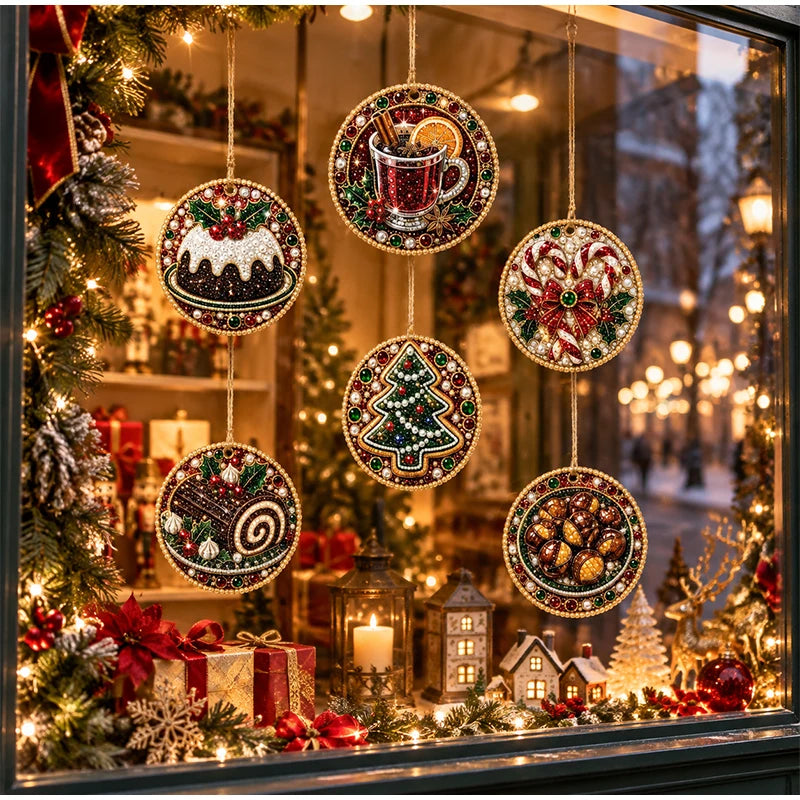 Christmas Diamond Painting Kit DIy Christmas Wooden Ornaments Xmas Snowman Reindeer Hanging Decor Relaxing Project Holiday Gifts Pi-Mart