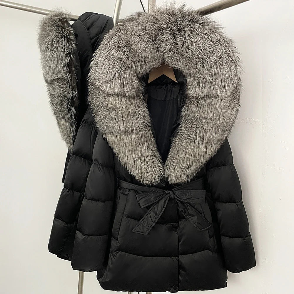 Natural Fur Collar Down Jacket Women Winter 2026 High Quality Duck Down Puffer Parka Windproof Warm Down Coat Outerwear New LadyShow.Store