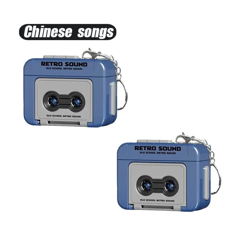 1/2Pcs Retro Tape Recorder Keychain Mini Recording Music Box Pendant Keyring Backpack Ornament Birthday Couple Personalized Gift Pi-Mart