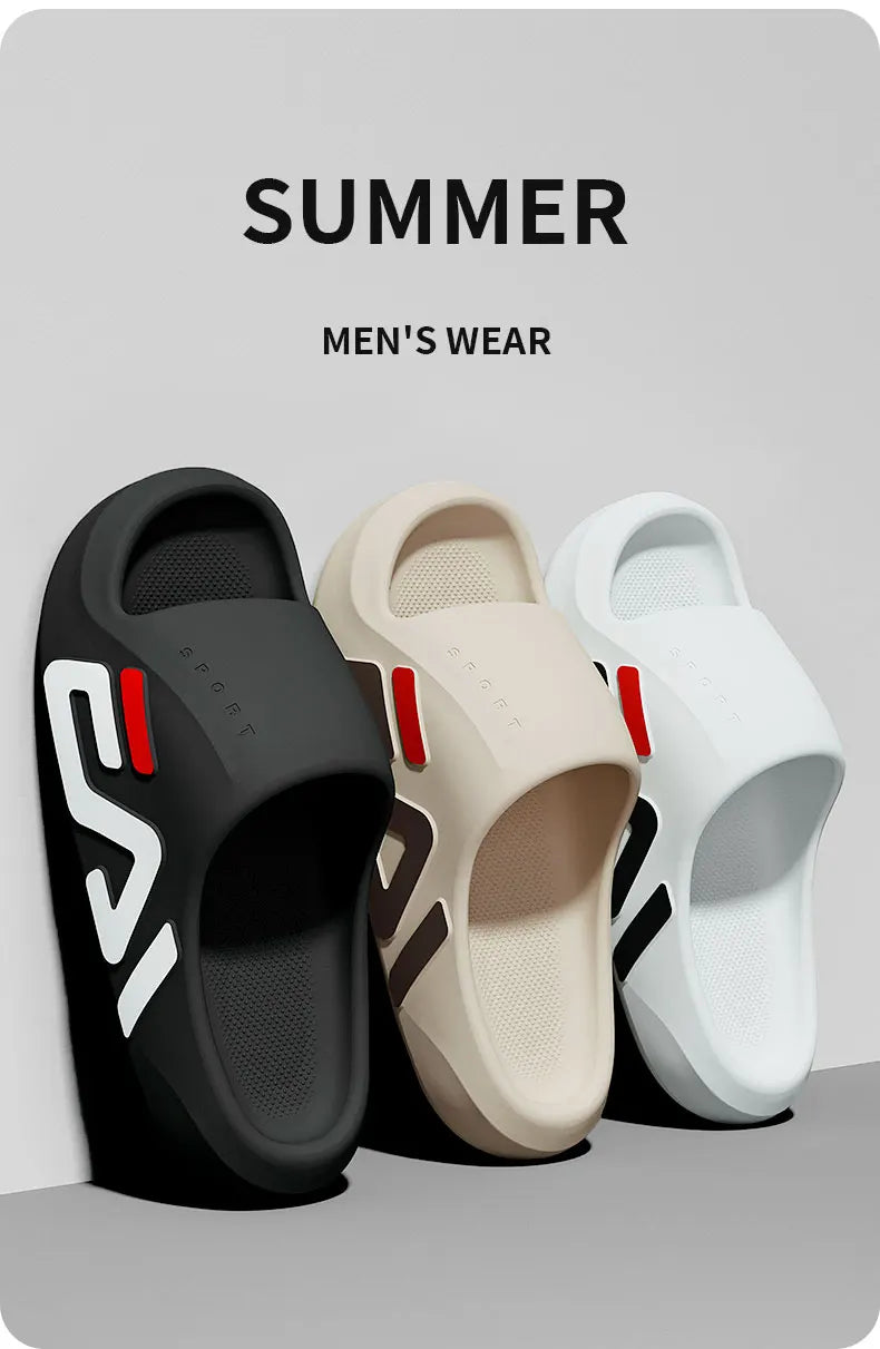 Extra-thick Sole Men Soft Air Cushion Casual Slippers EVA Sandals Fashion Flip Flops Outdoor Summer Seaside Beach Shoes Pi-Mart
