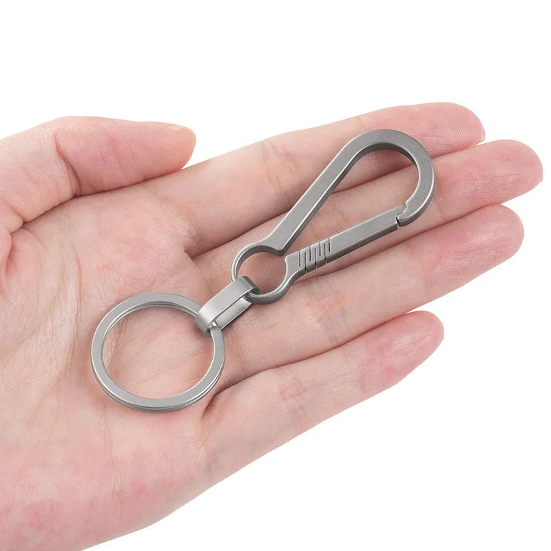 1PC Titanium Alloy Keychain Tiranium Buckle Key Ring Car Accessor Waist Hanging Chain Ring Buckles Opener EDC Outdoor Tool Pi-Mart