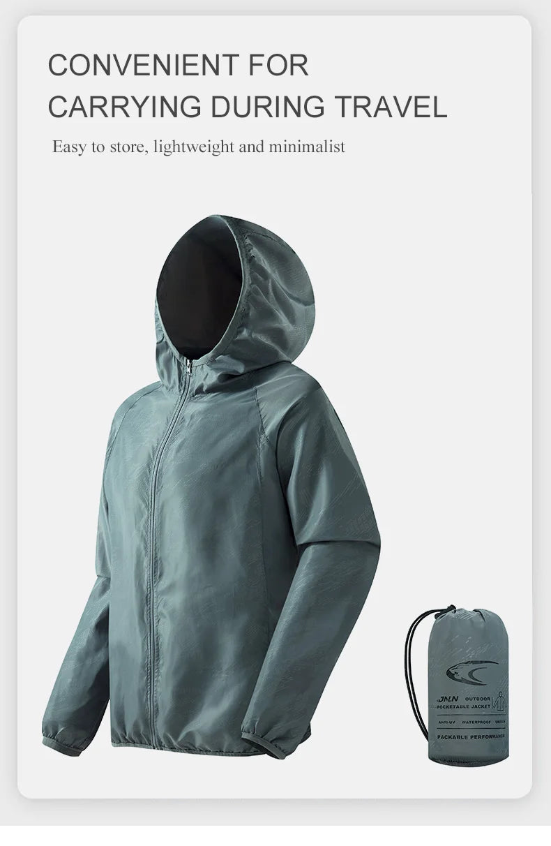 LNGXO Men's Women's Waterproof Hiking Jacket Quick Dry Sun Protection Windbreaker Camping Hunting Climbing Outdoor Rain Coat Pi-Mart