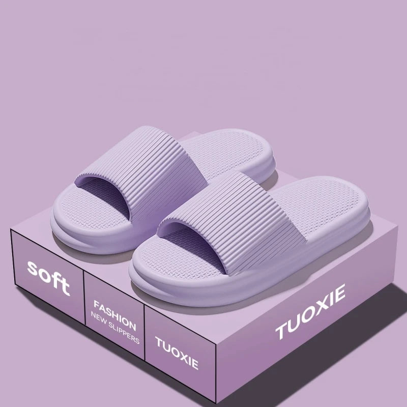 Women Summer Concise EVA Slippers Men Soft Home Slides Couples Bathroom Non-slip Sandals Adults Comfortable Outdoor Beach Shoes Pi-Mart