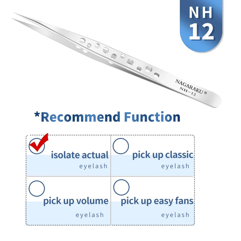 NAGARAKU Eyelash Extension Tweezers Makeup Stainless Steel Eyelash 3D accurate Clip Pi-Mart