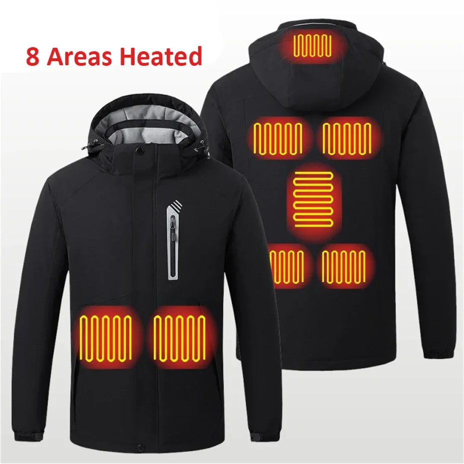 Heating Jackets Men Winter Warm Heated Windbreaker 8 Zones Electric Heated Coat Waterproof Coat Plus Size 5XL Outerwear Male Pi-Mart