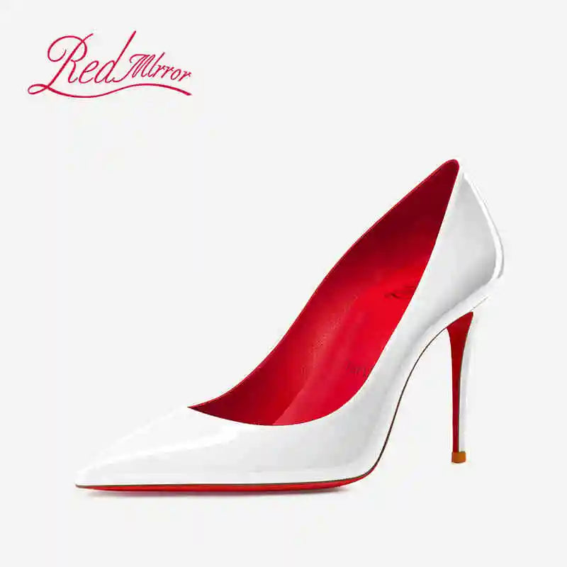 Women Heels Naked Color Women's Elegant High Heel Luxury Black Shoes Woman 2026 Red Shiny Bottoms Pointed Toe Party Ladies Women Pi-Mart