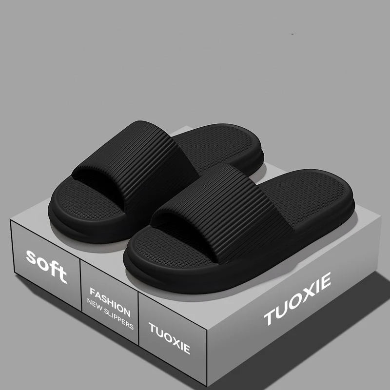 Women Summer Concise EVA Slippers Men Soft Home Slides Couples Bathroom Non-slip Sandals Adults Comfortable Outdoor Beach Shoes Pi-Mart