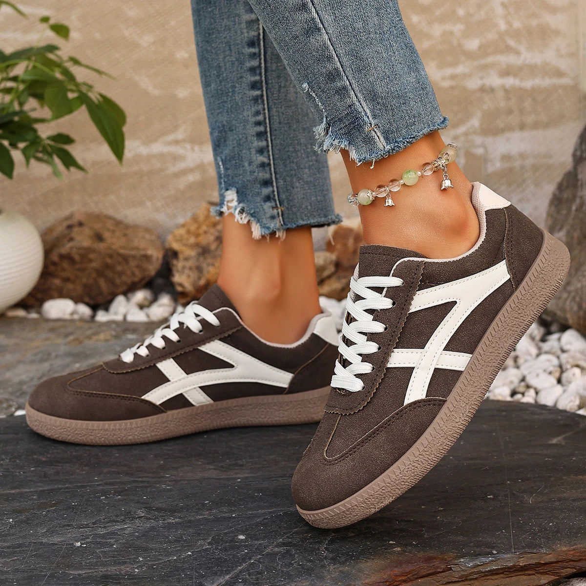 Women Sneakers 2026 Fashion Casual Flats Vulcanize Shoes Round Toe Lace Up Comfortable Flat Shoes for Women Zapatos De Mujer Pi-Mart