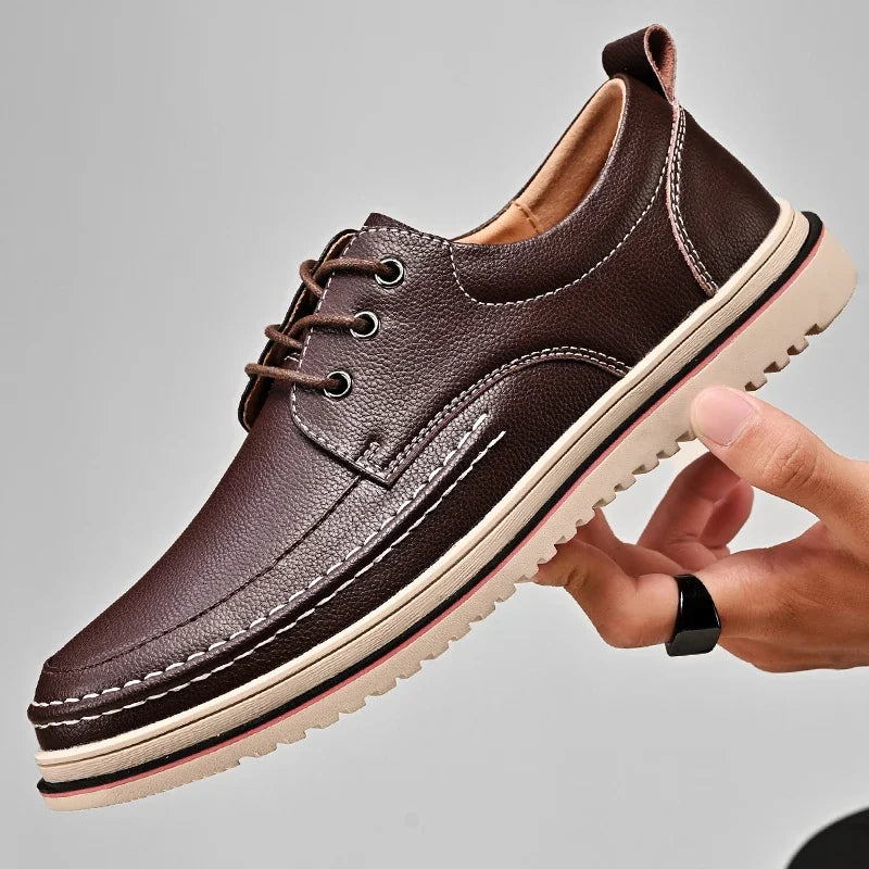 Leather Men Oxfords Shoes Handmade Italian Mens Casual Shoes  Brand Leisure Male Loafers Pi-Mart