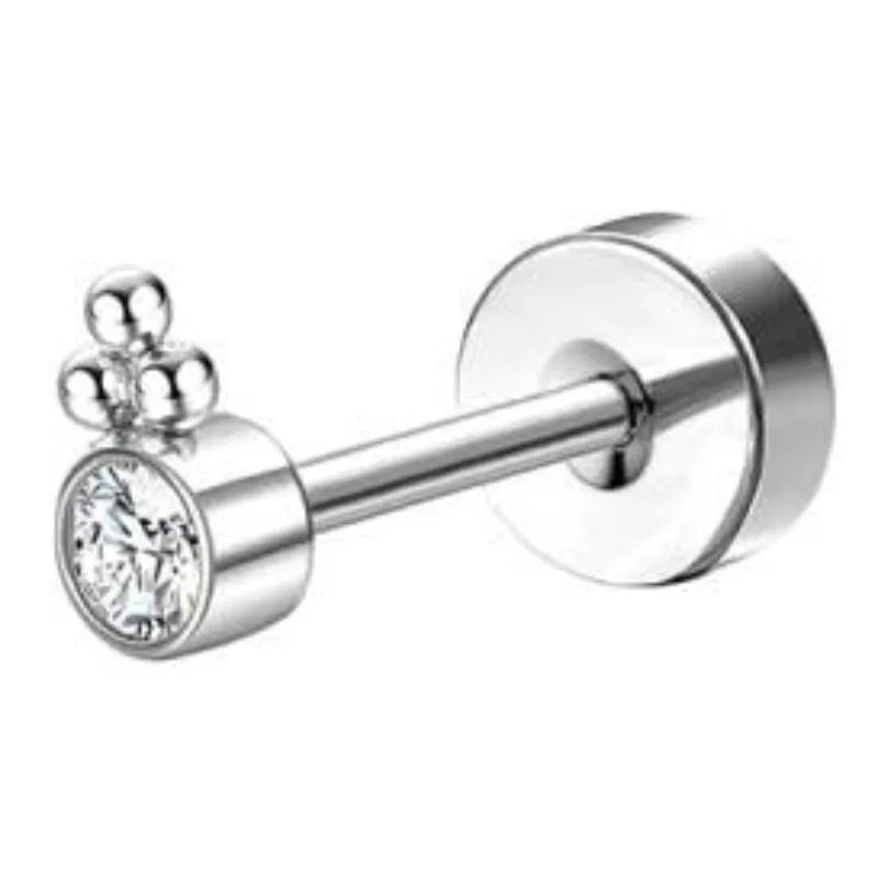 Bobisty 1pc Earrings for Sensitive Ears Surgical Stainless Steel Earrings for Women Dainty Flat Back Earring Stud Hoop Cartilage Pi-Mart
