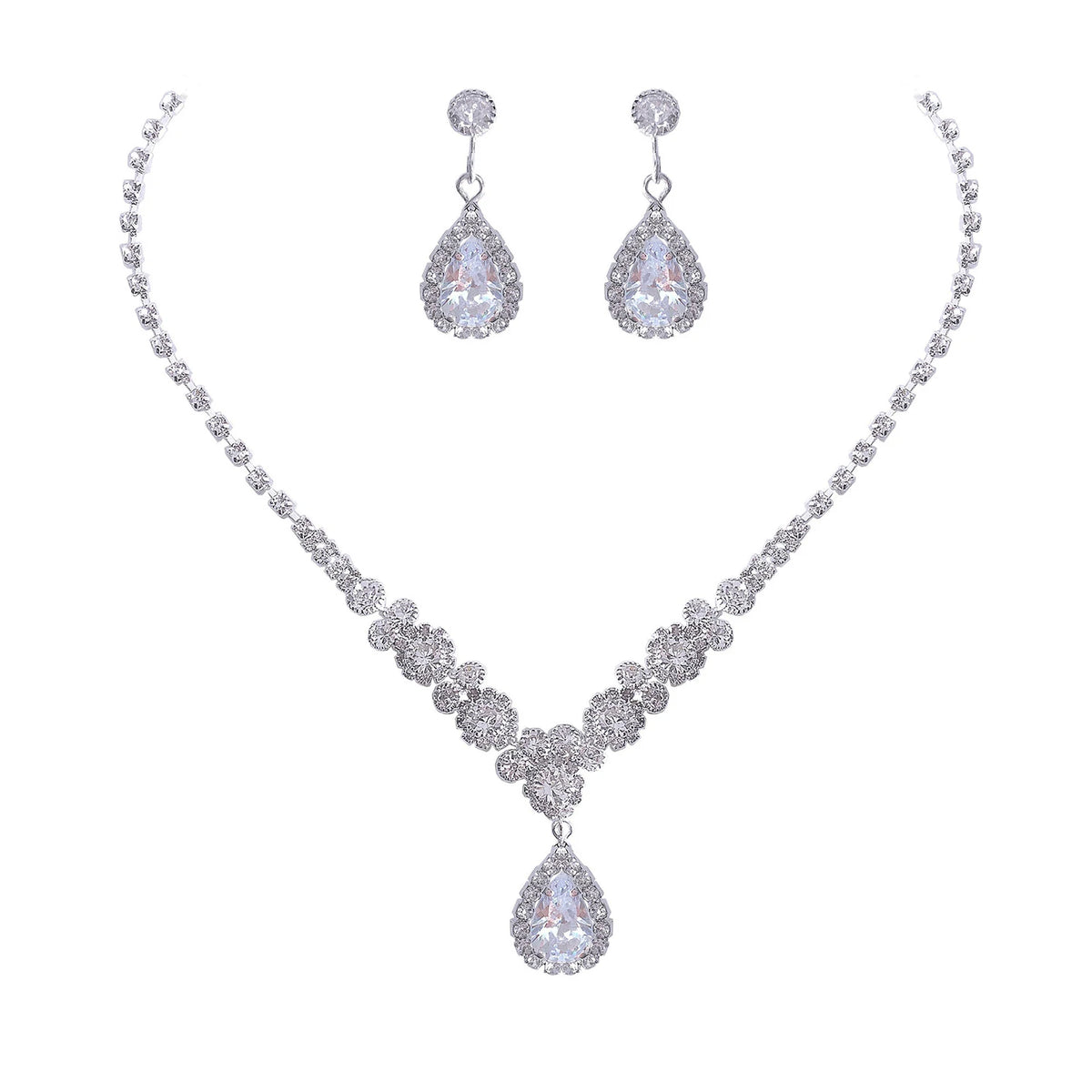 Women's Necklace Earrings Set Zircon Dangle Earrings Set Exquisite Wedding Party Jewelry Set for Anniversary Mother's Day Gift Pi-Mart