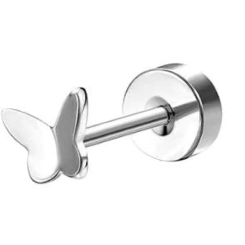Bobisty 1pc Earrings for Sensitive Ears Surgical Stainless Steel Earrings for Women Dainty Flat Back Earring Stud Hoop Cartilage Pi-Mart