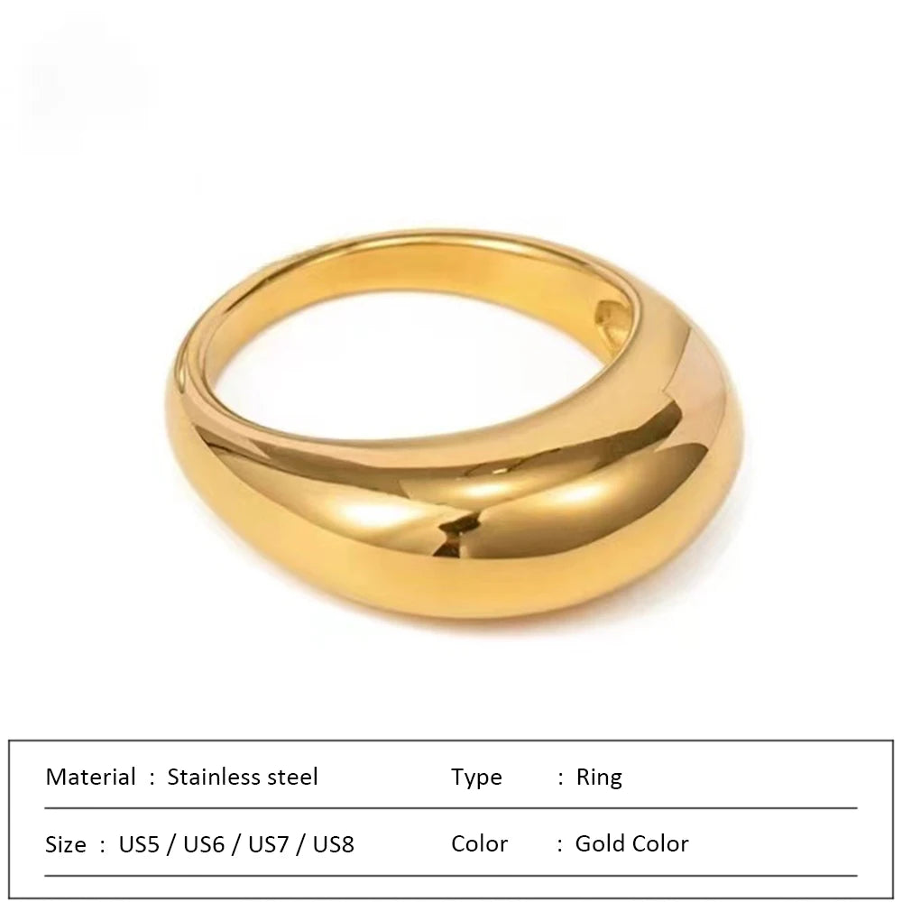 SUNIBI Fashion Simple Stainless Steel Rings for Women Arc Rings Jewellery Couple Anniversary Geometric Ring Size 5 6 7 8 Jewelry Pi-Mart