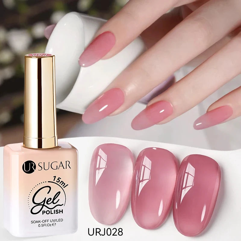 UR SUGAR 15ml Jelly Milky White Translucent Color Gel Polish Semi Permanent UV Gel Nail Art Soak Off Gel Varnish Latest Fashion Tri Light Beauty