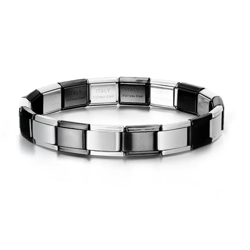 Italian Charm Link for Women Men 9mm Width Silver Gold Color Chain Stainless Steel Bracelet on Hand DIY Making Jewelry Wholesale Pi-Mart