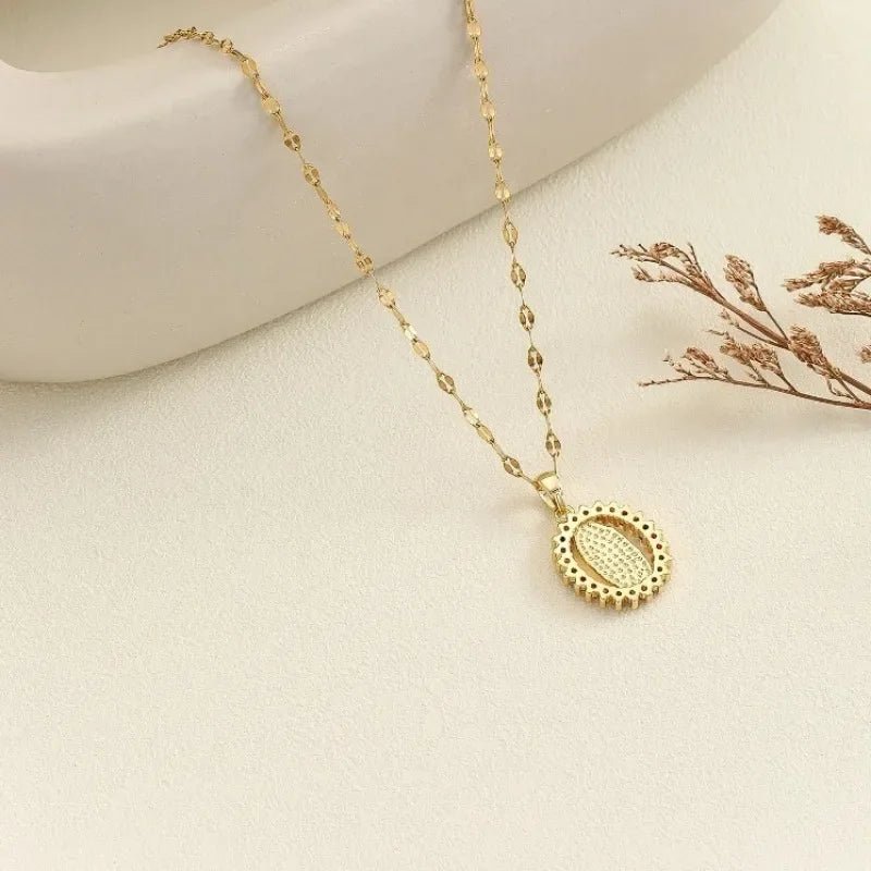 European and American Fashion and Gorgeous Women's All Sky Star Micro Inlaid Colorful Zircon Virgin Mary Hollow Necklace Pi-Mart