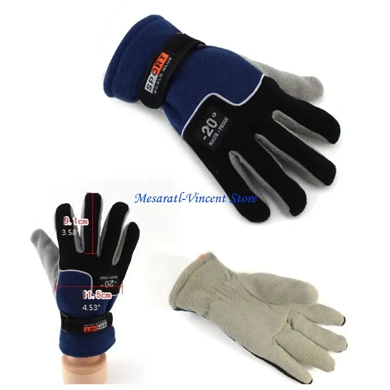 A70F Winter Warm Thermal Motorcycle Gloves Fleece Mittens For Women Men Snow Sports Hiking Back Windproof Lightweight Pi-Mart