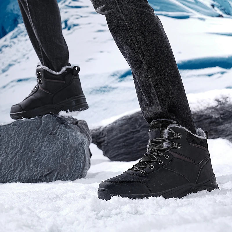 New Autumn and Winter High-Top Thick-Soled Fleece-Lined Men's Snow Boots, Outdoor Hiking Shoes, Hunting Boots, Hiking Boots Pi-Mart