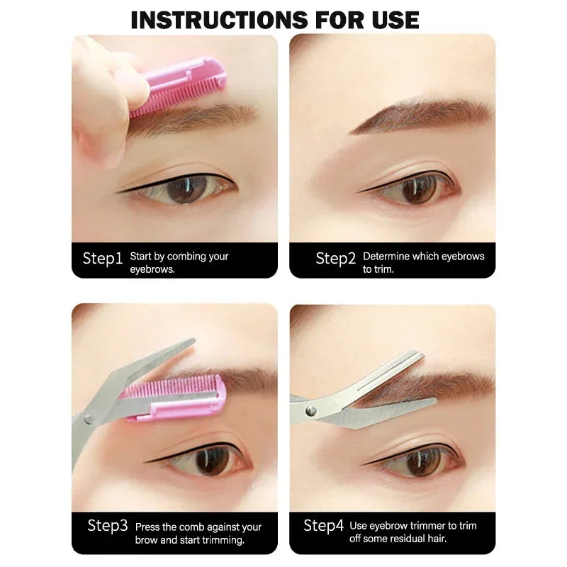 Eyebrow Trimmer Scissor Beauty Products for Women Eyebrow Scissors with Comb Beauty Scissors  Stainless Steel Makeup Accessories Tri Light Beauty