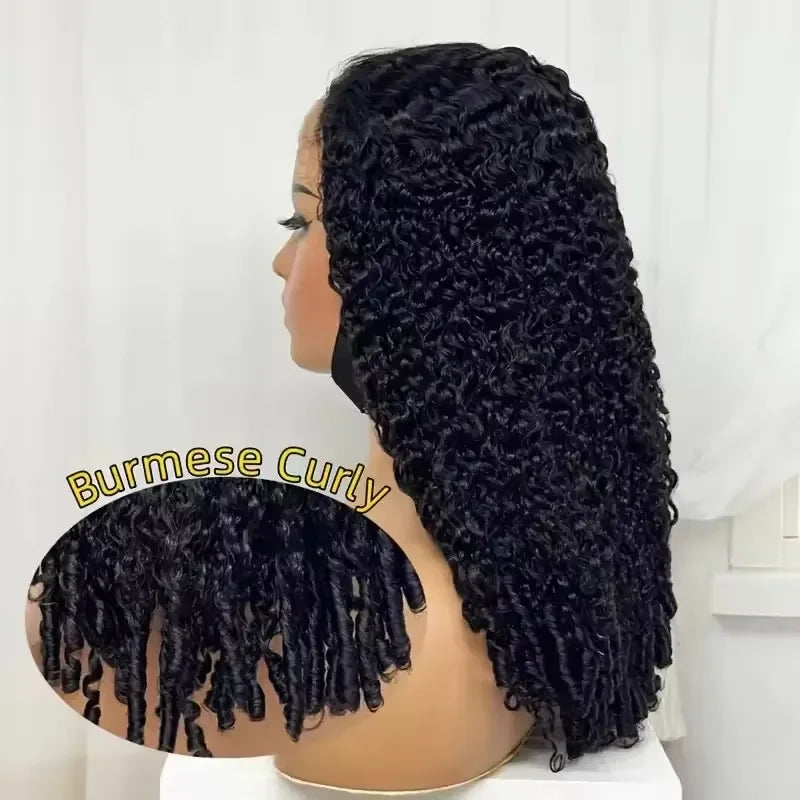 Burmese Curly Human Hair Wigs 220% Density 13x4 Lace Frontal Human Hair Wigs 30 40 Inch Natural Color 13x6 Hd Lace Front Wigs LadyShow.Store