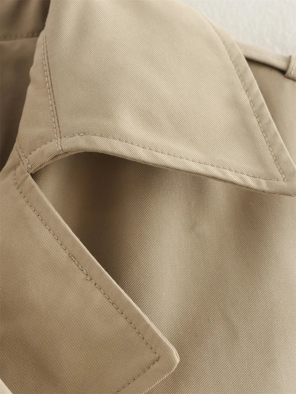 Ladies Vintage Cropped Trench Spring Autumn Jacket Women Streetwear Double Breasted Long Sleeve Top Female Chic Coat Outfits Pi-Mart