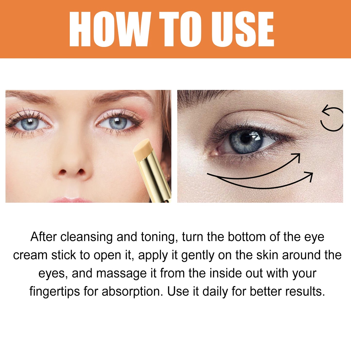 Vitamin C Eye Balm Moisturizing Eye Bag Removal Dark Circles Reduce Fine Lines Anti Puffiness Brightening Eye Cream Stick Pi-Mart