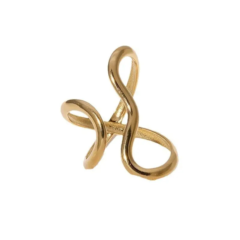 Fashion Stainless Steel Waterproof Open Ring Personality Charms PVD Real Gold 18K Plated Trendy Jewelry for Women Pi-Mart