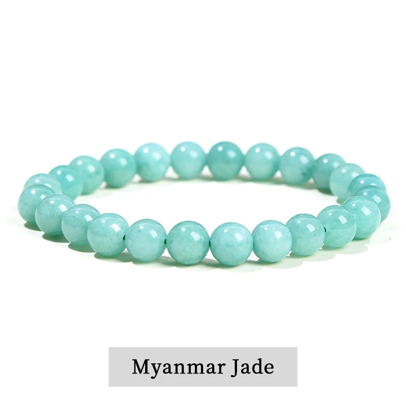 JD Natural Stone Beads Bracelet Amethyst Tiger Eye Crystal Quartz Agate Gem Beads Bangles Women Men Reiki Healling Jewelry Gift Pi-Mart