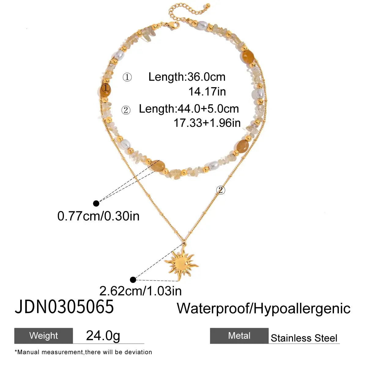 Zora Y2K Trendy 18K Gold Color Plated Sun Cross Fish Moon Pendant Multi Layer Necklace Waterproof Stainless Steel Women Jewelry Pi-Mart
