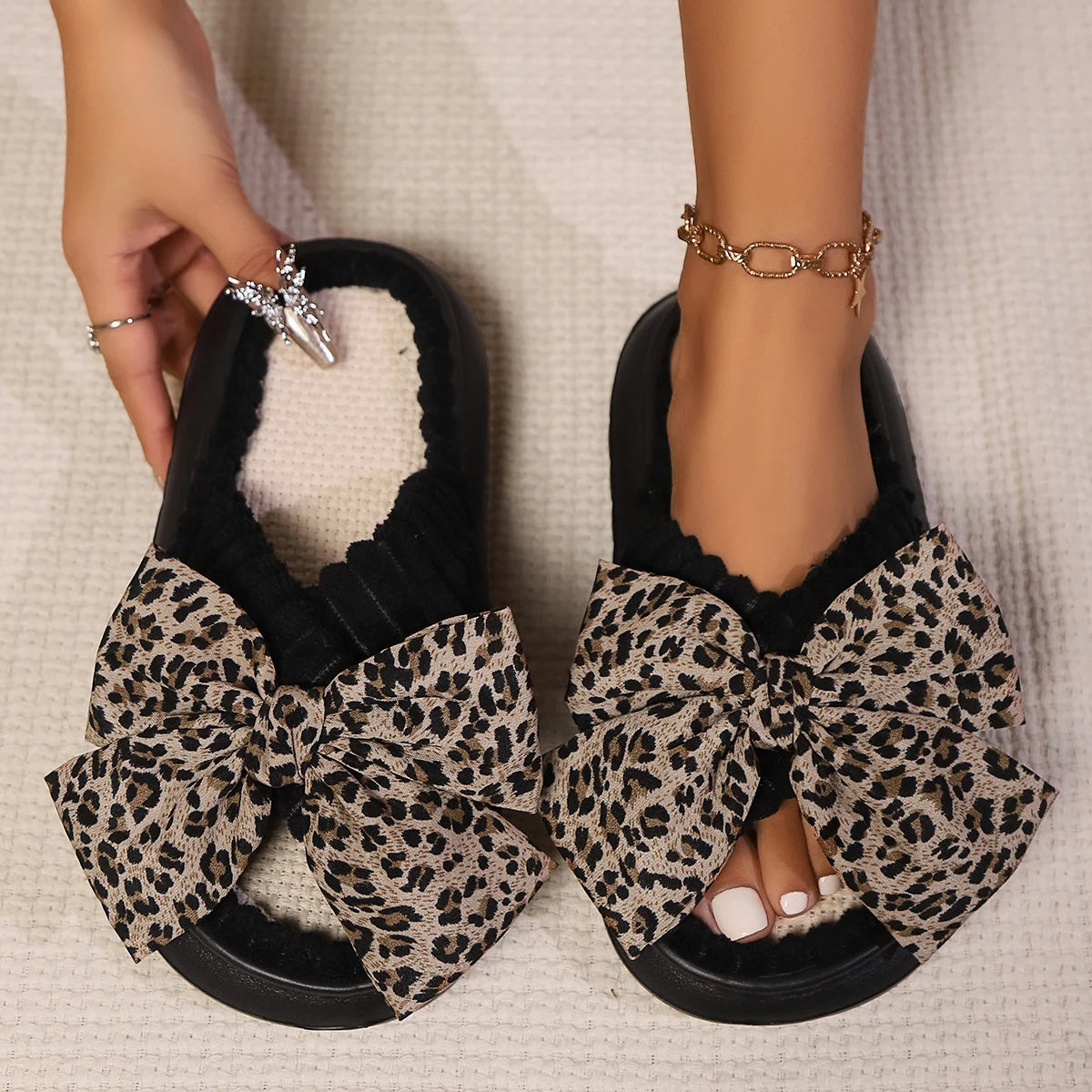 2024 Autumn Winter New Women Home Slippers Open-Toe Cross Band Linen Soled Indoor Slides Linen Soled Non-Slip Bathroom Slippers Pi-Mart