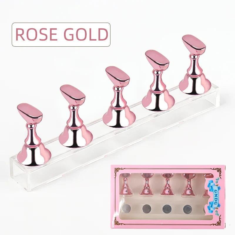 5pcs Chess Magnetic Nail Holder Acrylic Nail Tips Practice Display Stand Showing Shelf Gel Polish Display Stand Manicure Tools Tri Light Beauty