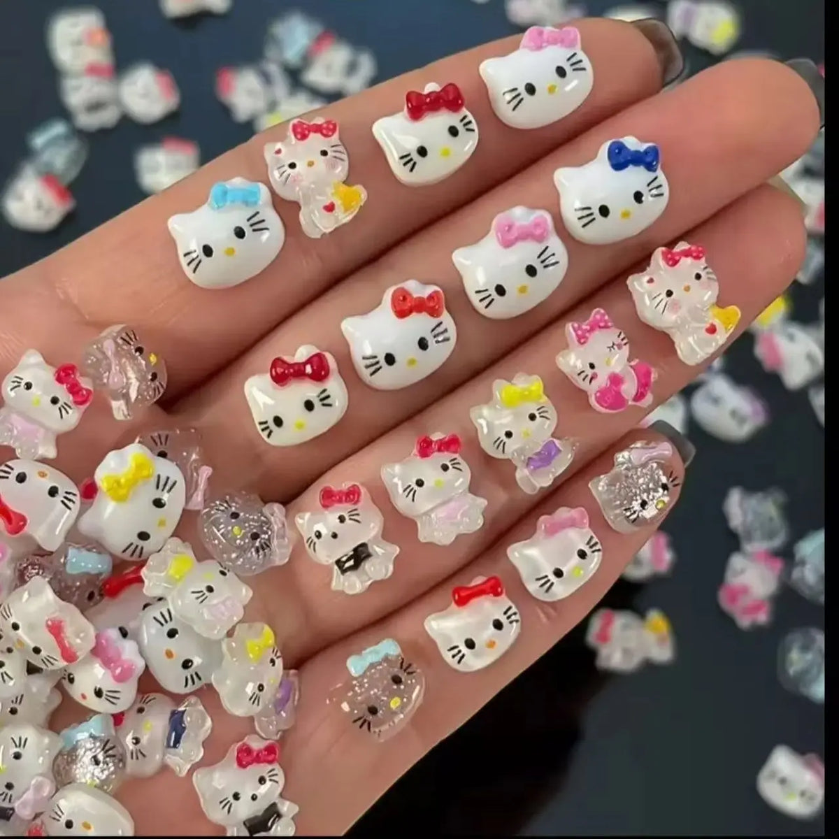 50Pcs Leopard Sanrio 3D Resin Nail Charms Mixed Kuromi My Melody Kitty Nail Parts DIY Manicure Decor Accessories Pi-Mart